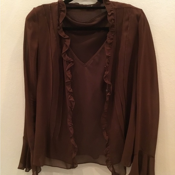 Brown 2piece blouse set! Size M-L - Picture 2 of 4